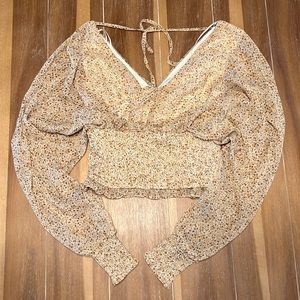 Fall floral smock crop top